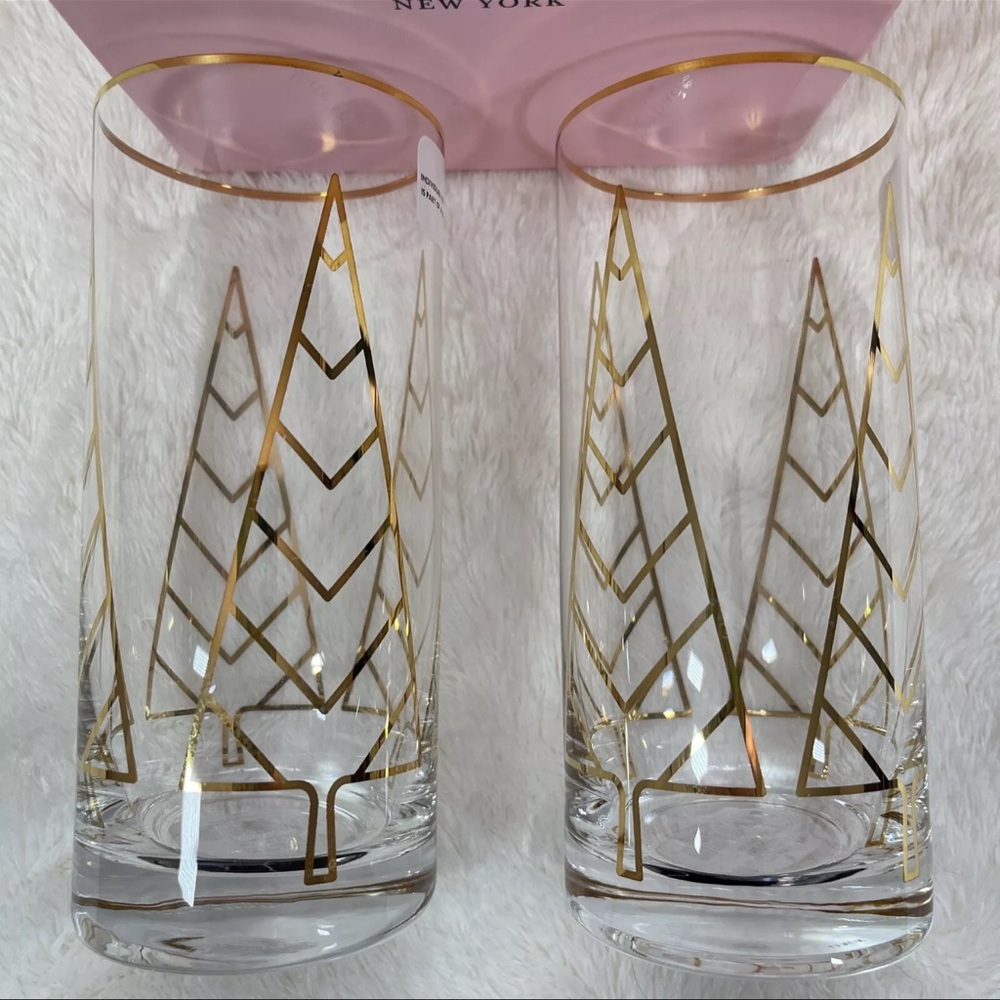 Kate Spade X Lenox Cocktail Glasses 2 16oz Spruce Way Highball New York NIB - Picture 3 of 11